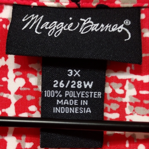 Maggie Barnes Artsy Button Blouse Women's 3X Red Boho Retro Festival Casual - Picture 8 of 8